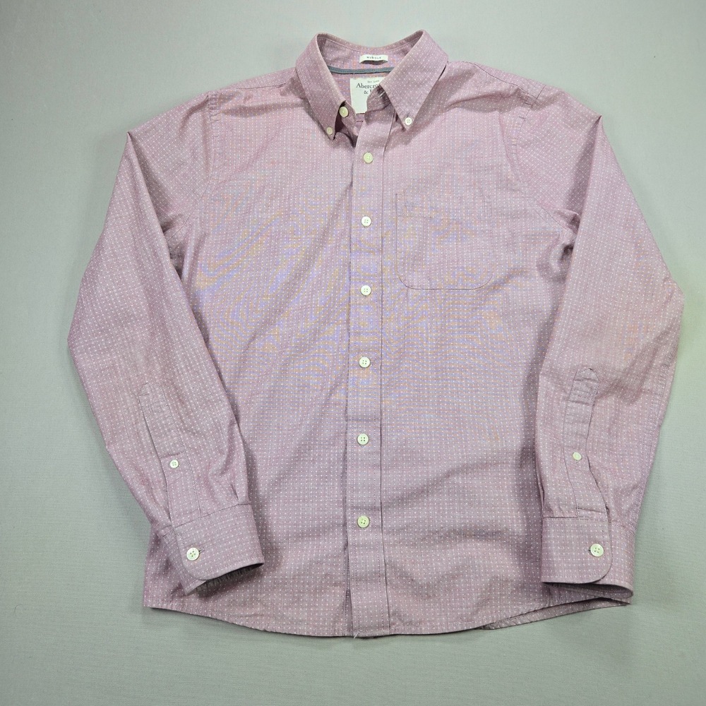 Abercrombie & Fitch Button Down Muscle Fit Micro Dot Burgundy Mens Size M
